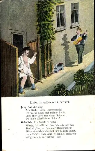 Lied Ak Unter Friederiekens Fenster, Singspiel, Jung Gotthilf, Grämlich, Friederiekens Vater