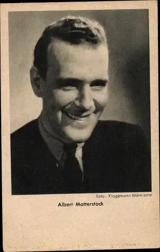 Ak Schauspieler Albert Matterstock, Portrait, Anzug, Krawatte, Ross Verlag 