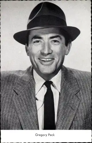 Ak Schauspieler Gregory Peck, Portrait, Hut, Film Warum hab' ich ja gesagt?