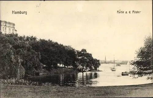 Ak Hamburg Mitte Altstadt, Partie an der Elster