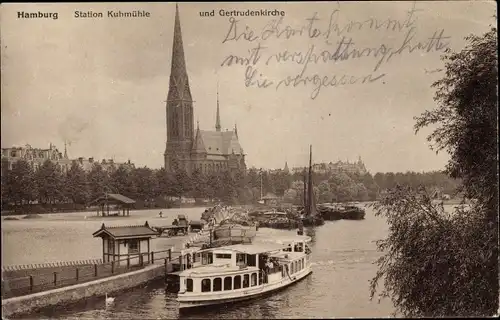 Ak Hamburg Mitte Altstadt, Kuhmühle, Getrudenkirche