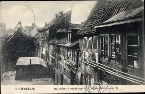 Ak Hamburg Mitte Altstadt, Hof hinter Kraienkamp 13. u. 14., Gr. Bäckergang 25