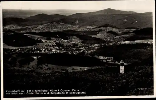 Ak Gadernheim Lautertal im hessischen Odenwald, Kaiserturm auf Neunkircher Höhe, Fliegeraufnahme