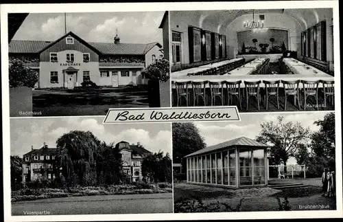 Ak Bad Waldliesborn Lippstadt in Westfalen, Badehaus, Brunnenhaus, Villenpartie