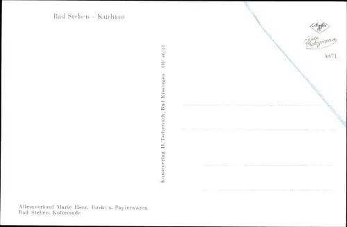 Ak Bad Steben im Frankenwald, Kurhaus