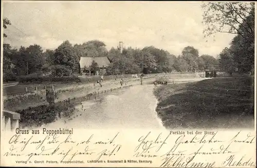 Ak Hamburg Wandsbek Poppenbüttel, Partie bei der Burg