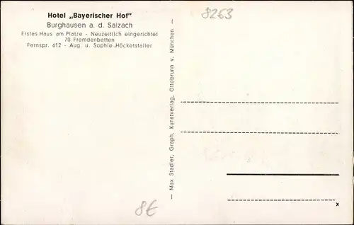 Ak Burghausen a.d. Salzach, Hotel Bayerischer Hof, Panorama