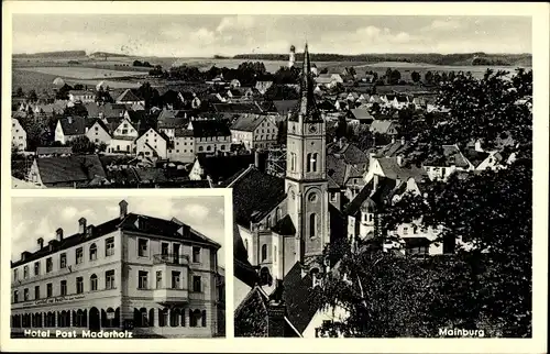 Ak Mainburg im Hallertau Niederbayern, Panorama, Hotel Post Maderholz