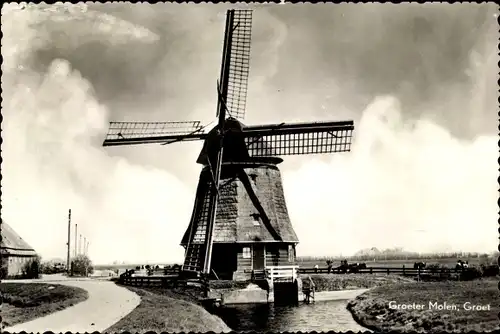 Ak Groet Nordholland, Windmühle, Groeter Molen