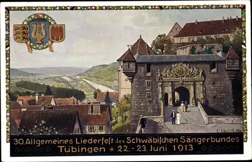 Ganzsachen Künstler Ak Schmidt, C., Tübingen am Neckar, Schwäbischer Sängerbund, 30. Liederfest 1913