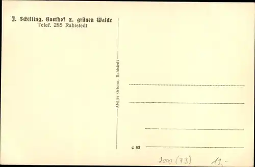 Ak Hamburg Wandsbek Rahlstedt, Gasthof zum grünen Walde