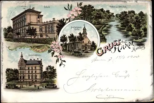 Litho Hamburg Hamm, Schule, Gemeindehaus, Johns Park, Dreifaltigkeitskirche