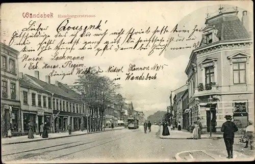 Ak Hamburg Wandsbek, Hamburger Straße, Straßenbahn