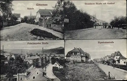 Ak Dresden Süd Gittersee, Schule, Dresdener Straße, Gasthof, Potschappeler Straße, Eigenheimstraße