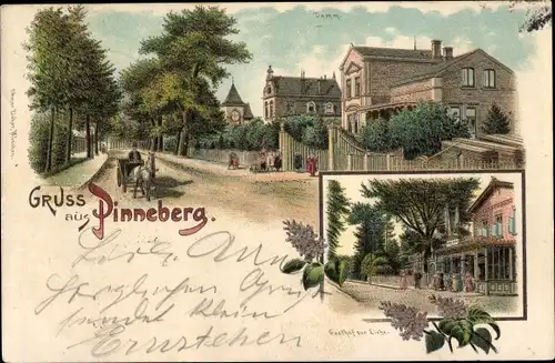 Litho Pinneberg in Holstein, Damm, Gasthof zur Eiche