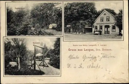 Ak Langen Geestland in Niedersachsen, Gasthof zum Königl. Landgestüt, Garten, Spielplatz