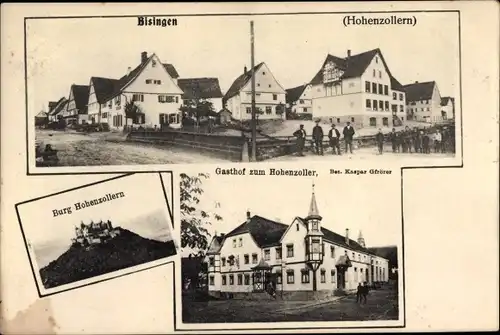 Ak Bisingen im Zollernalbkreis, Teilansicht, Burg Hohenzollern, Gasthof zum Hohenzoller