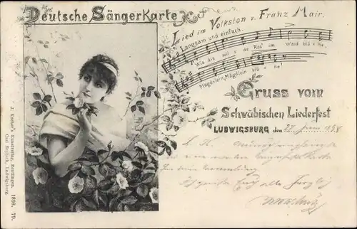 Lied Ak Ludwigsburg in Württemberg, Schwäbisches Liederfest, Lied im Volkston von Franz Mair