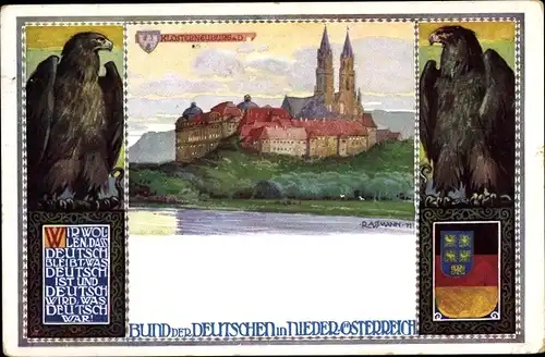 Künstler Ak Assmann, R., Klosterneuburg in Niederösterreich, Blick auf den Ort, Bund d. Deutschen