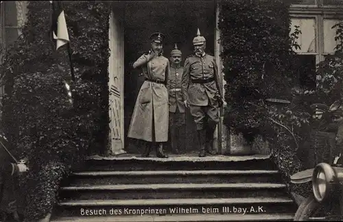 Ak Besuch des Kronprinzen Wilhelm von Preußen beim III. bayr. Armee Korps