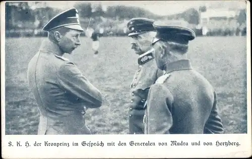 Ak Kronprinz Wilhelm von Preußen, Generäle von Mudra und von Hertzberg