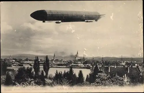 Ak Aufstieg des Luftschiffes LZ3 von Graf Zeppelin über Konstanz
