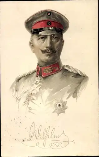 Künstler Ak Kaiser Wilhelm II., Portrait, Uniform, Schirmmütze