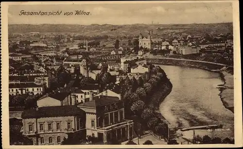Ak Vilnius Wilna Litauen, Totalansicht der Ortschaft