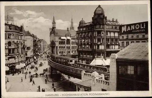 Ak Hamburg, Rödingsmarkt mit der Hochbahn, Restaurant Africa