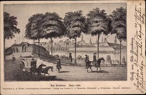 Ak Hamburg Mitte Altstadt, Das Deichthor Anno 1700