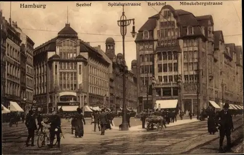 Ak Hamburg Mitte Altstadt, Seehof, Spitalerstraße, Barkhof, Mönckebergstraße