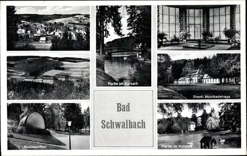 Ak Bad Schwalbach im Taunus, Panorama, Staatl. Moorbad, Musikpavillon