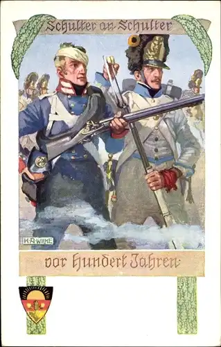 Künstler Ak Wilke, Karl Alexander, Schulter an Schulter vor hundert Jahren, Dt. Schulverein 474