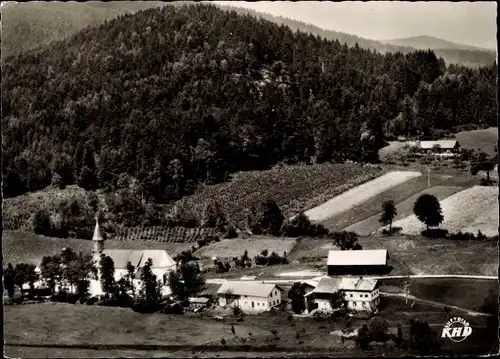 Ak Bischofsmais in Niederbayern, Wallfahrtsort St. Hermann, Luftbild