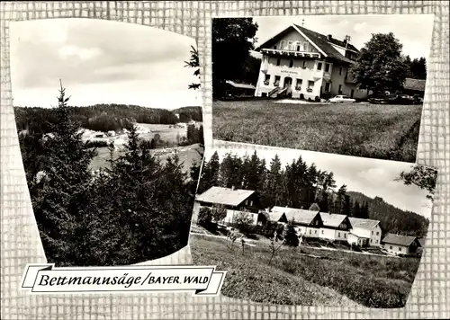 Ak Bettmannsäge Regen im Bayerischen Wald, Teilansicht, Gasthaus, Wald