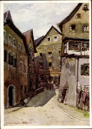 Künstler Ak Weidinger, F., Passau in Niederbayern, Stiller Winkel in der Ilzstadt