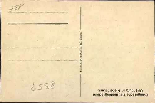 Künstler Ak Ortenburg Niederbayern, Evangelische Haushaltungsschule