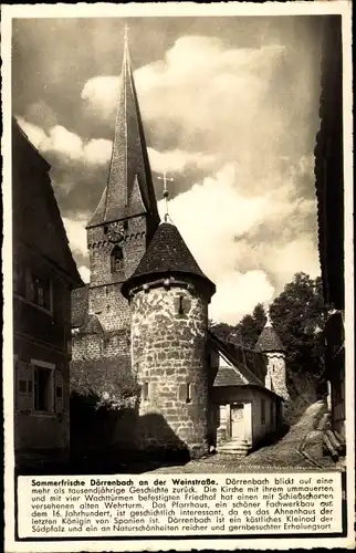 Ak Dörrenbach in Rheinland Pfalz, Teilansicht der Kirche