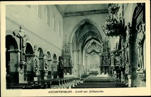 Ak Aschaffenburg in Unterfranken, Schiff der Stiftskirche