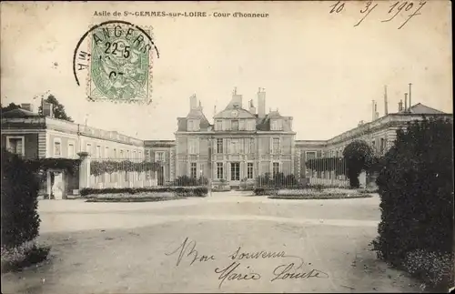 Ak Sainte Gemmes sur Loire Maine et Loire, Asile, Cour d'honneur