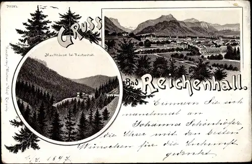 Litho Bad Reichenhall in Oberbayern, Panorama, Mauthhäusel