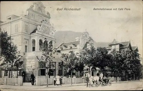 Ak Bad Reichenhall in Oberbayern, Bahnhofstraße, Café Flora