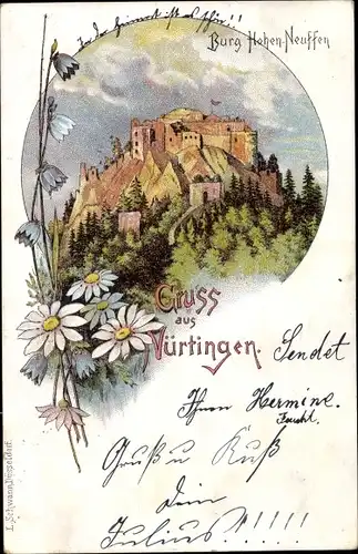 Litho Neuffen in Württemberg, Burg Hohenneuffen