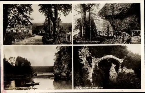 Ak Inzigkofen Baden Württemberg, Nickhof, Teufelsbrücke, Amalienfelsen, fürstliche Anlagen