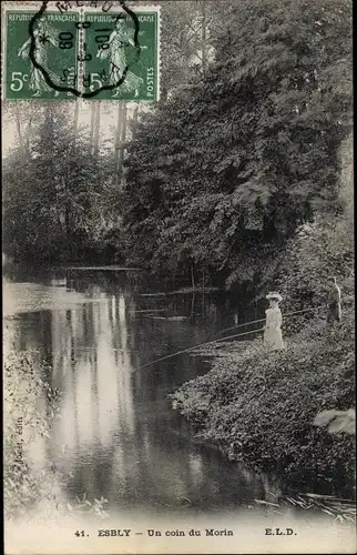 Ak Esbly Seine et Marne, Un coin du Morin