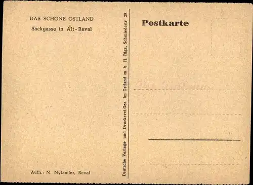 Ak Tallinn Reval Estland, Sackgasse in Alt Reval