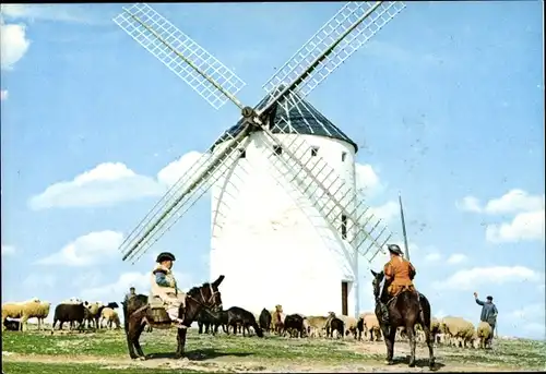 Ak Campo de Criptana Kastilien La Mancha Spanien, Windmühle, Don Quijote