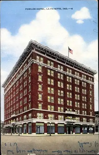 Ak Lafayette La Fayette Indiana USA, Fowler Hotel