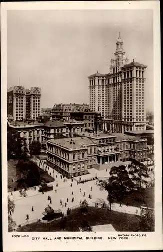 Ak New York City USA, City Hall and Municipal Building