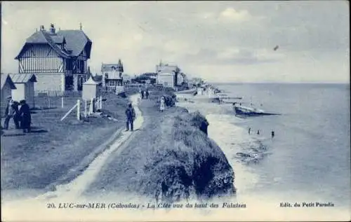 Ak Luc sur Mer Calvados, La Cote vue du haut des Falaises